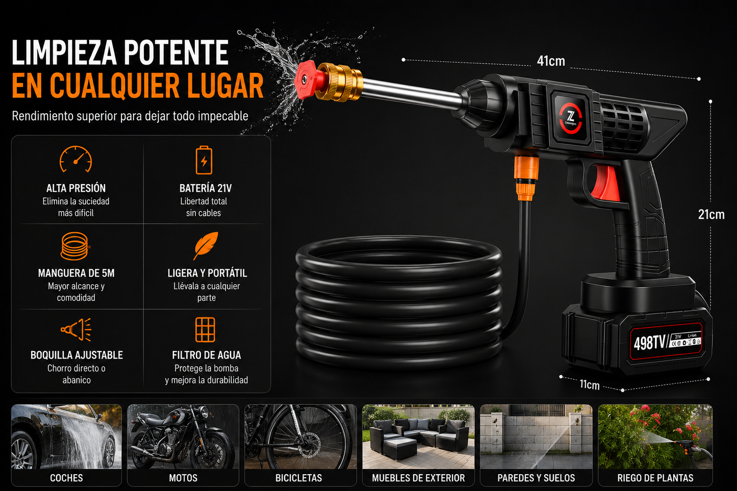 HydroJet™ | Hidrolimpiadora Portátil de Alta Presión