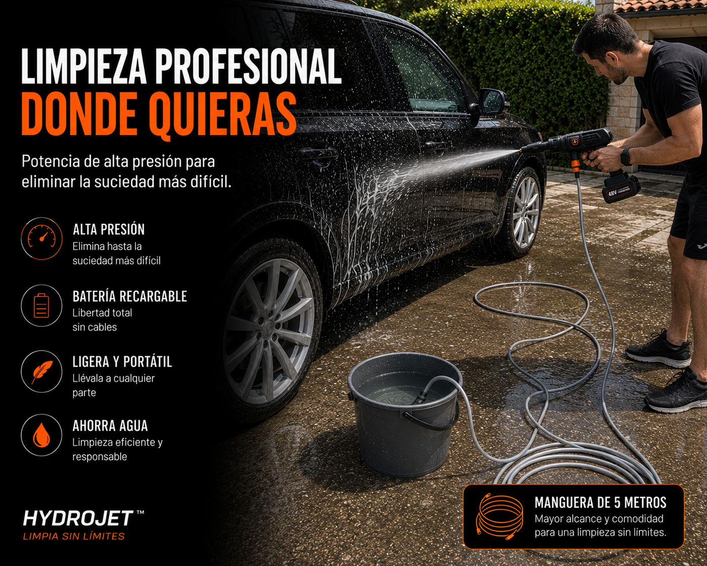 HydroJet™ | Hidrolimpiadora Portátil de Alta Presión